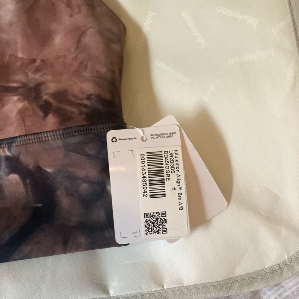 NWT Lululemon Align Bra A/B Cup, 6, Diamond Dye Seashell Smoky Topaz/Grey - Picture 2 of 4